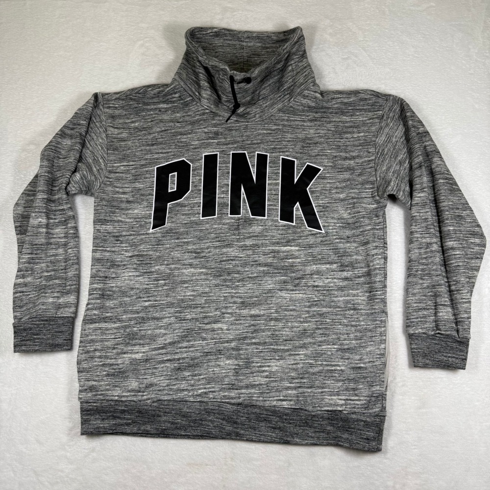 PINK Victorias Secret Small Gray Space Dye Funnel Neck Pullover 391287-57R